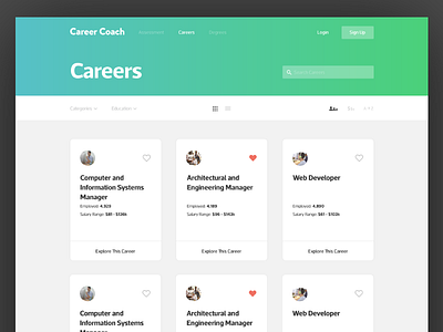 Career Grid career chart coach data emsi gradient graph ui ux