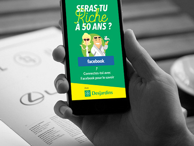 Desjardins bank flat game green ios marketing mobile typo