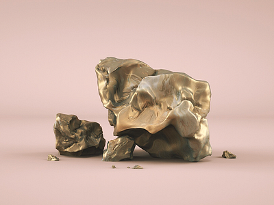 Gold bits 3d c4d gold material nugget nugz octane