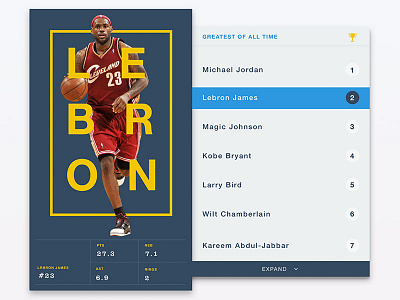 DailyUi #019 Leaderboard 019 clean dailyui design interface jordan leaderboard lebron minimal nba ui ux
