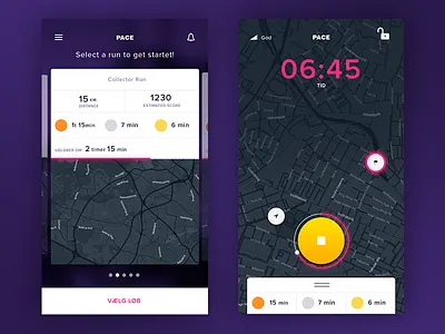 Running App - PACE app dark map mobile run running selector time
