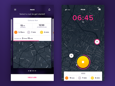 Running App - PACE app dark map mobile run running selector time