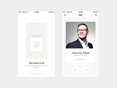 The Dime Club - iPhone UI Design app card design flat ios iphone minimal profile ui ux