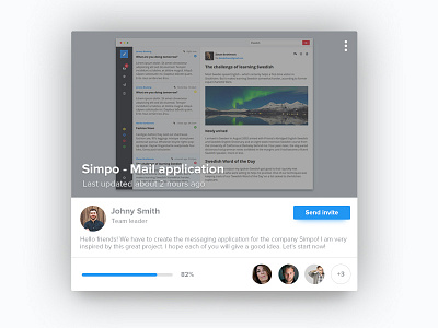 Project Card app card clean material minimal mobile progress bar ui user interface ux visual design wed
