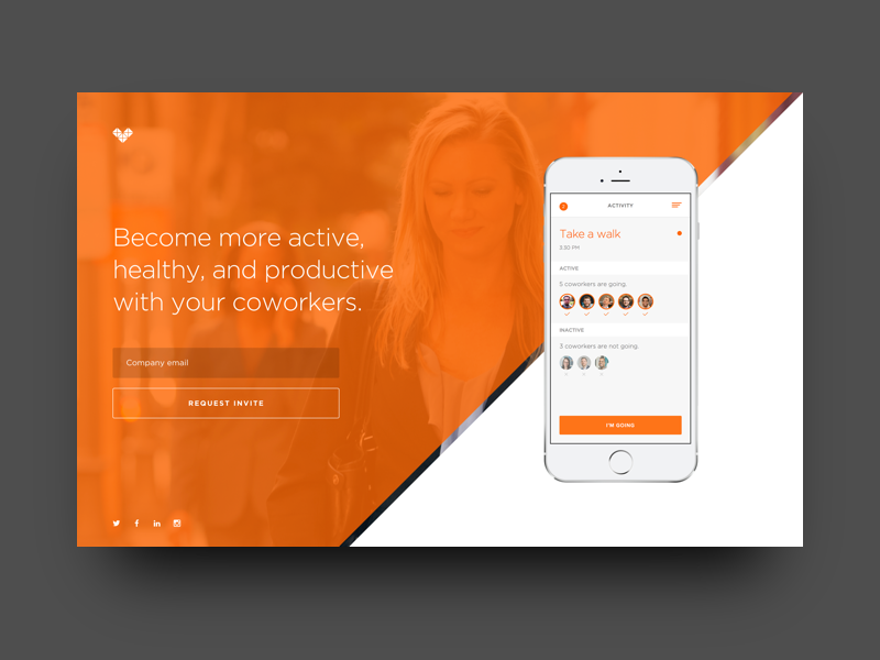 Active Co. Landing Page app desktop invite landing marketing mobile page product website