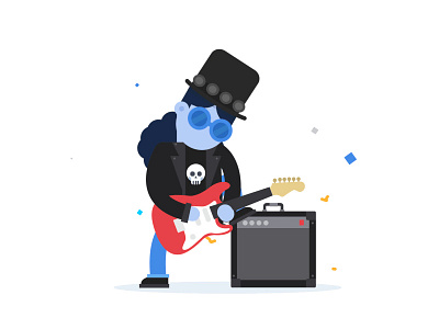 Slash Dribbble 2d after effects character flat gif guitar music path riff show skull slash