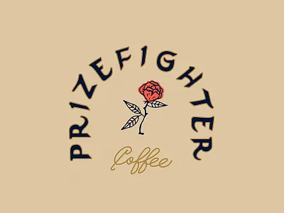 Prizefighter coffee design handmade illustration outline rose type