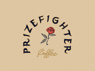 Prizefighter coffee design handmade illustration outline rose type