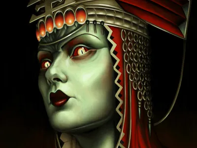 Snake Queen creature crown gold headdress illustration jewels monster necklace portrait queen snake woman