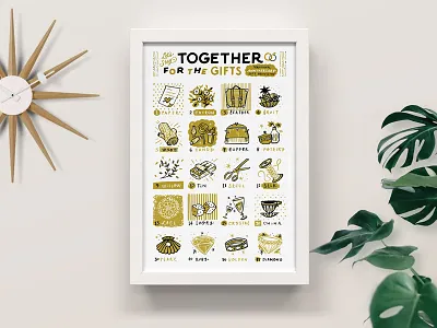 Stay Together for the Gifts anniversary black calendar gold illustration lettering poster wedding