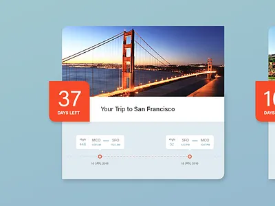 Travel Countdown 014 countdown dailyui flight fly itinerary ticket timeline travel trip ui widget