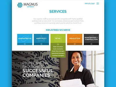 Recruiting / Human Resources Company Website blue colorful corporate industries interview modern photography services website work