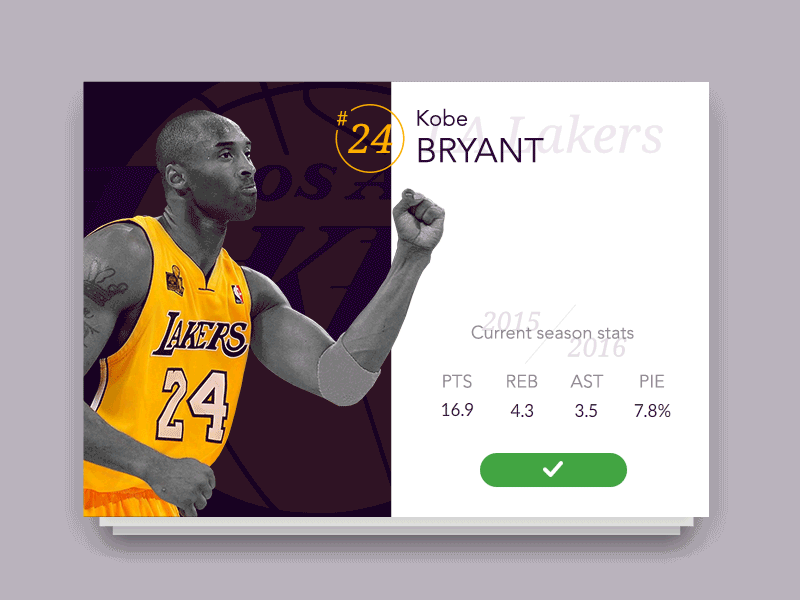 Daily UI #6 - User profile 006 basketball clean daily ui flat kobe bryant material nba shadow ui user interface