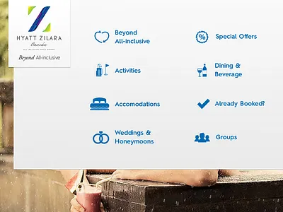 Hyatt Zilara Navigation dropdown icons navigation travel ui