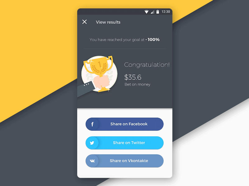 HabBet Congratulation android animation app congratulation gif material design result share ui ux view