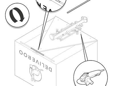 Delivery box manual bicycle courier deliveroo outline team technical
