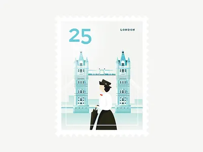 Stamp : Cities #6 - London architecture city europe girl illustration london mail mary poppins stamp stationery travel vector