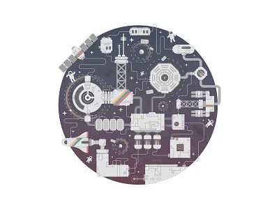 Space Station astronaut base illustration monolith sattelite shuttle space station