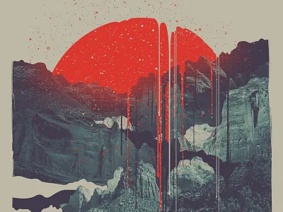 Sun Spills .PSD collage cotton bureau mountains nature paint psd sun t shirt