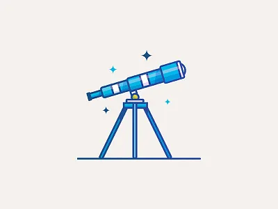 Tele editorial highlight illustration minimal space stars telescope thick lines tripod ui vector