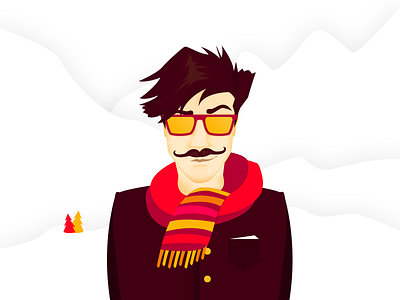 Santa's grandson character christmas hipster illustration mustache snow sunglasses vector