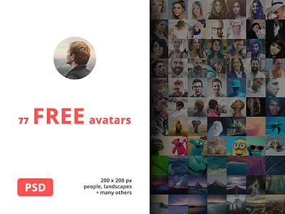 77 Free Avatars Pack avatars download female free free avatars freebie landscapes male mockup pack psd set