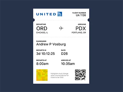 Boarding Pass - Day 024 024 boarding pass code dailyui hologram html