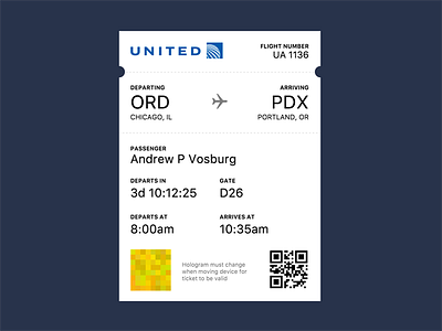 Boarding Pass - Day 024 024 boarding pass code dailyui hologram html