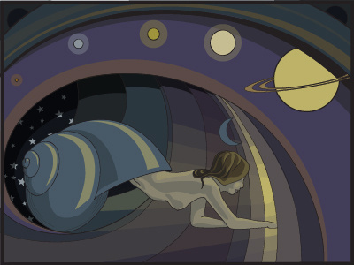 Another 13th Floor girl moon naked nude planets saturn shell snail space stars woman