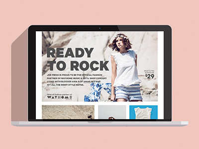 Wayhome x Joe Fresh editorial graphic design product styling web design