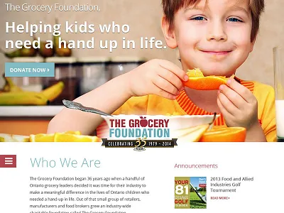 The Grocery Foundation Redesign charity donate menu website