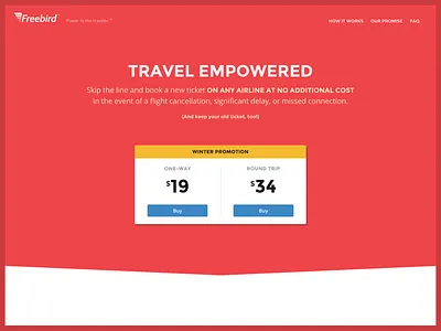 Freebird Homepage flights home page landing page pricing thoughtbot travel