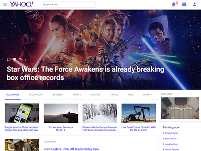 Yahoo Web Homepage Redesign home page homepage news ui ux web web design website website homepage yahoo