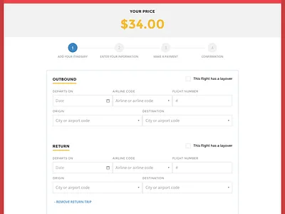 Add Flight Itinerary flights forms multi step payment travel