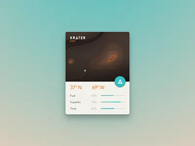 Krater CX7 app card chart clean illustration interface mars space ui ux