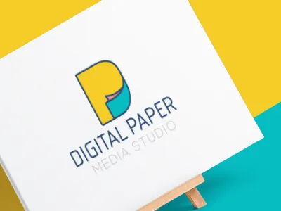 Digital Paper Media Studio brand clever creative digital logo media paper studio yellow