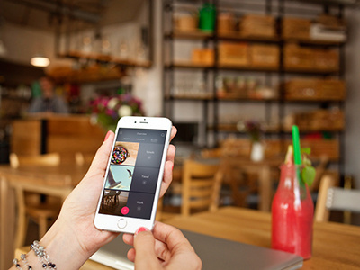 iphone 6 in the cafe - 6 photo mockups app design apple header image iphone 6 iphone 6 mockup mockup photo mockup psd smart object web app