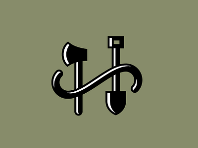 Hatchet / Spade axe branding hatchet identity logo monogram outdoors shovel spade