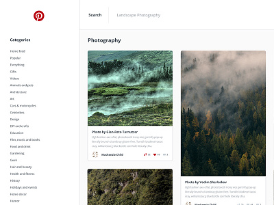 Daily Design 017 - Pinterest Dashboard Redesign Concept daily design daily ui pinterest redesign redesign ui ux