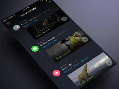 Recent Activity app ios iphone movie recent activity social tv ui ux