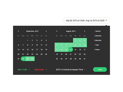 Datepickers date picker datepicker presets range timezone
