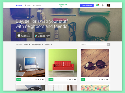 WIP - HappySale's main webpage classifieds happysale material design web
