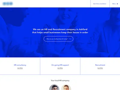 HR Company Home blue bold business contrast modern recruitment vibrant