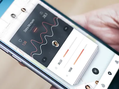 Map realtime stats app design card design flat free interaction ios kit map sketch ui