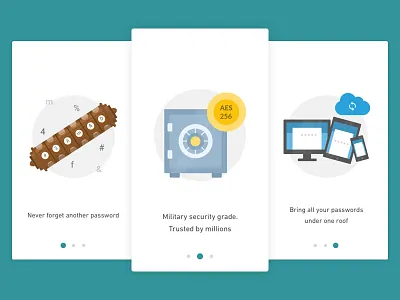 Onboarding Screens - Password Manager app design flat illustration material design onboarding password ui ux vector