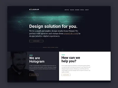 Hologram dark design digital gold landing modern one page playfair roboto studio team
