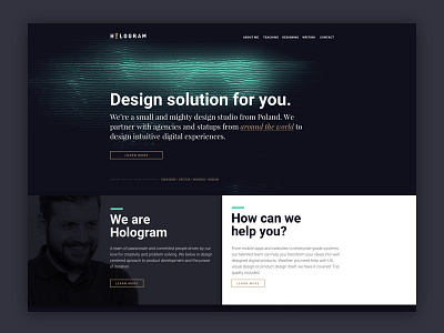 Hologram dark design digital gold landing modern one page playfair roboto studio team