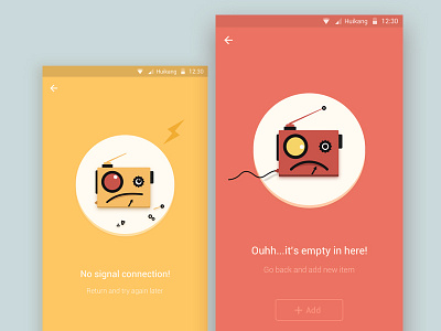 Empty State interface empty item nosignal radio red yellow