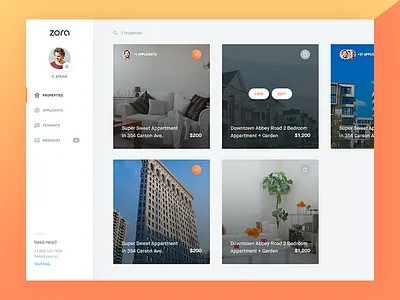 Zora Dashboard (WIP) app clean dashboard flat interface ui ui design ux web app