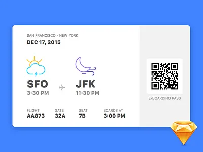 E-Boarding Pass app boarding pass download flat freebie interface resource sketch travel ui weather